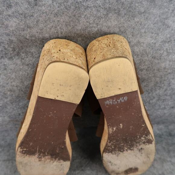 Donald Pliner Shoes Women 9 Wedge Sandal Fashion Slip On Square Toe Cork Classic - Picture 11 of 14